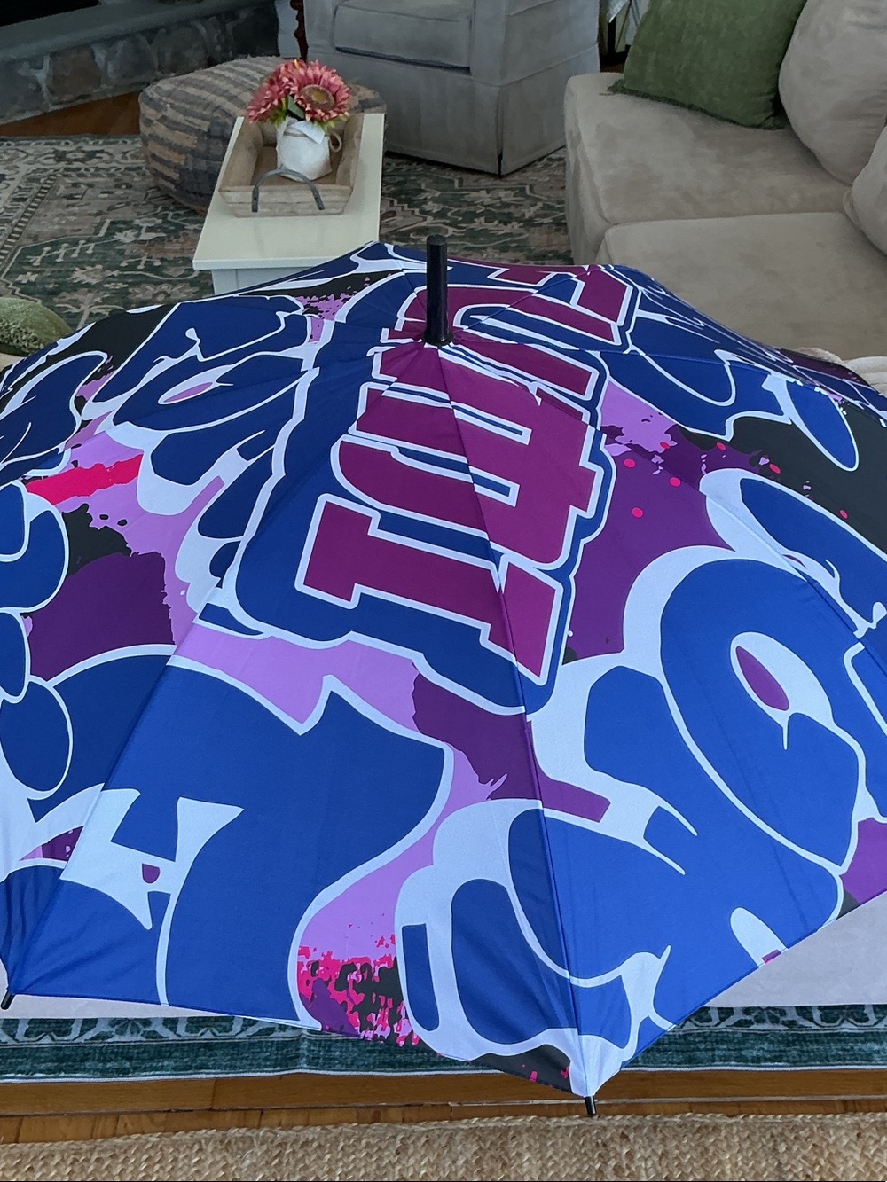 Patterned Folded Umbrella in Blue, Purple & White by fumi - Picture 4 of 5